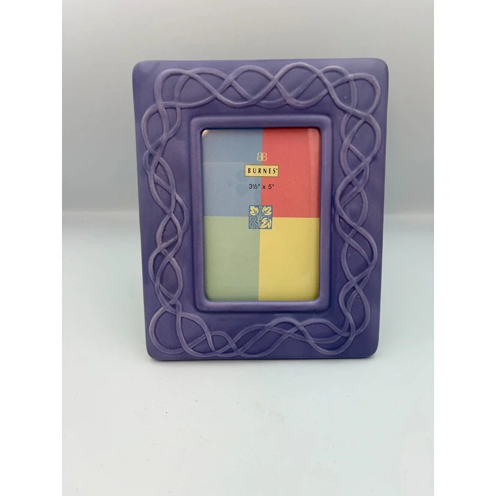 Burnes of Boston Purple Ceramic Celtic Knot Picture Frame 3.5x5 Vintage 1997‎